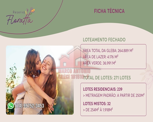 Imagem Terreno à Venda, 250 m² em Floratta Nações Residencial - Bauru Imagem Terreno à Venda, 250 m² em Floratta Nações Residencial - Bauru