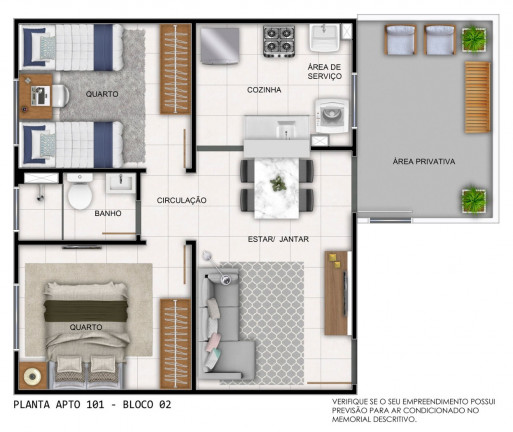 Imagem Apartamento com 2 Quartos à Venda, 50 m² em Pitimbu - Natal