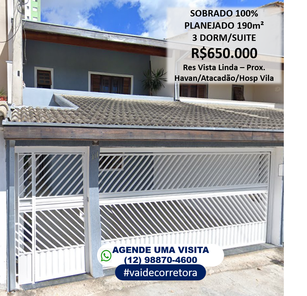 Imagem Sobrado com 3 Quartos à Venda, 190 m²em Loteamento Residencial Vista Linda - São José dos Campos