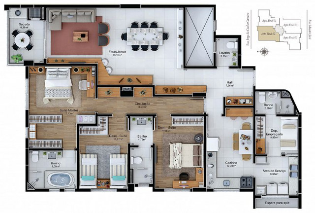 Imagem Apartamento com 3 Quartos à Venda, 155 m²em Michel - Criciúma Imagem Apartamento com 3 Quartos à Venda, 155 m²em Michel - Criciúma