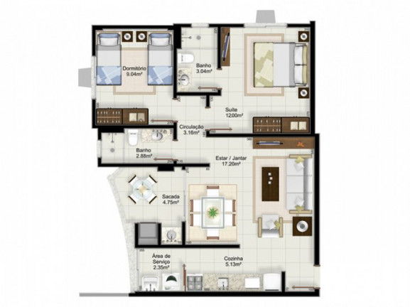 Imagem Apartamento com 2 Quartos à Venda, 81 m² em São Cristóvão - Criciúma Imagem Apartamento com 2 Quartos à Venda, 81 m² em São Cristóvão - Criciúma