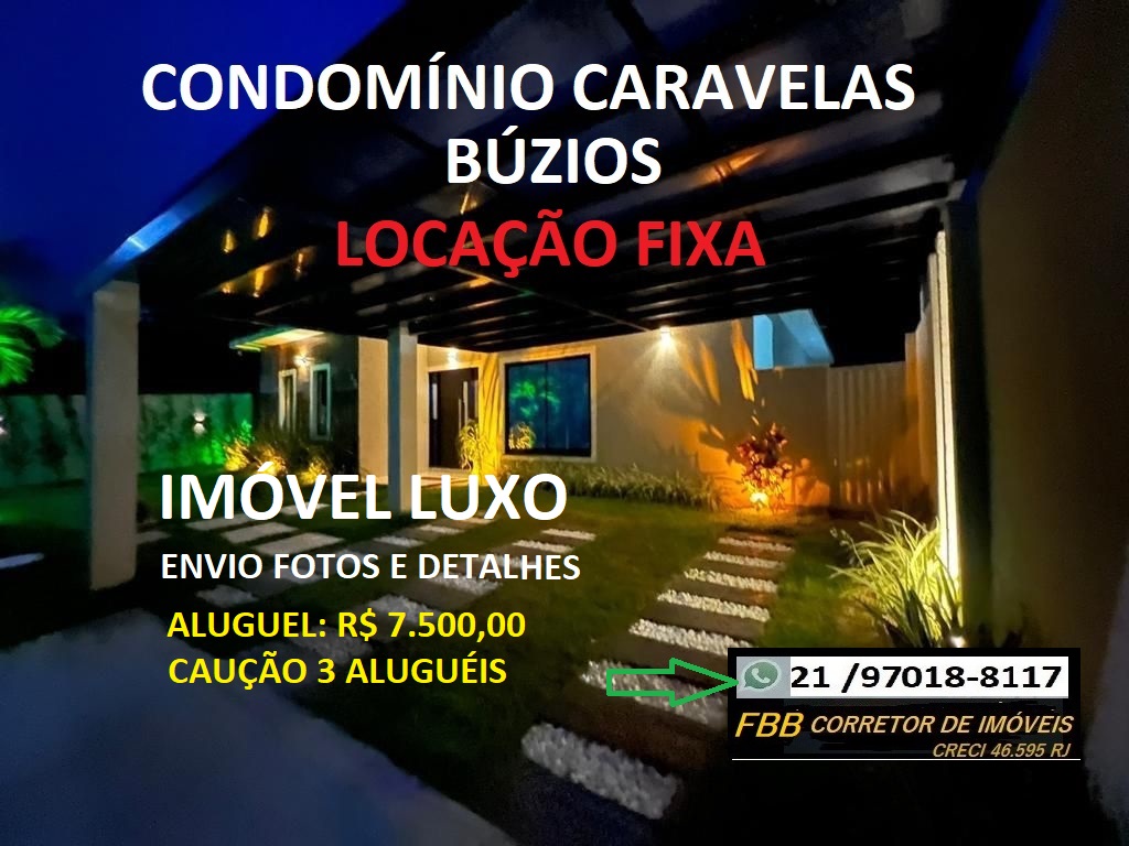 Imagem Casa de Condomínio com 2 Quartos à Venda ou Locação, 450 m² em Caravelas - Armação dos Búzios