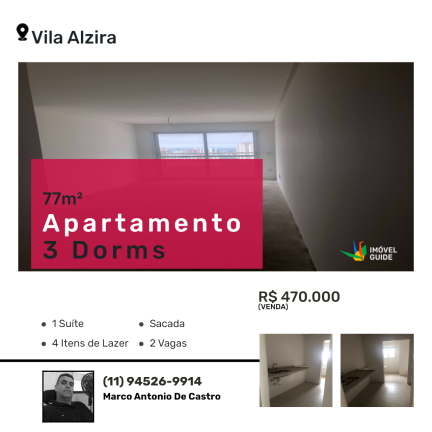 Imagem Apartamento com 3 Quartos à Venda, em Vila Alzira - Santo André Imagem Apartamento com 3 Quartos à Venda, em Vila Alzira - Santo André
