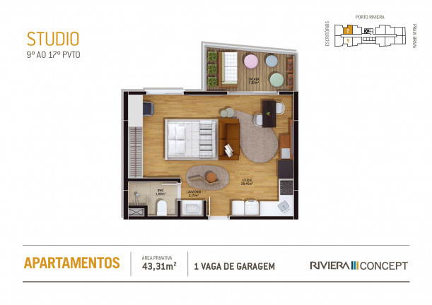 Imagem Studio com 1 Quarto à Venda, 46 m² em Praia Brava de Itajaí - Itajaí