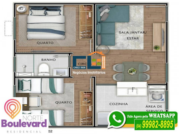 Imagem Apartamento com 2 Quartos à Venda, 42 m² em Pajuçara - Natal