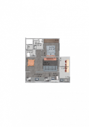 Imagem Apartamento com 1 Quarto à Venda, 53 m² em Real - Praia Grande