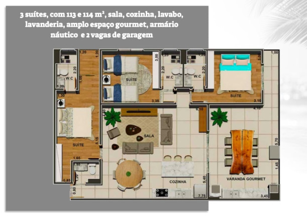 Cobertura com 3 Quartos à Venda, 114 m² em Praia da Maranduba - Ubatuba