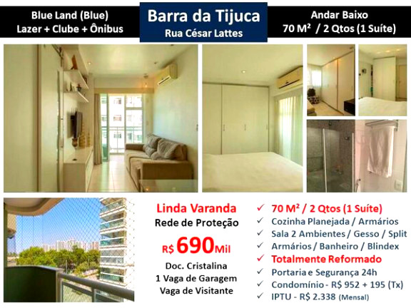 Imagem Apartamento com 2 Quartos à Venda, 70 m² em Barra da Tijuca - Rio de Janeiro Imagem Apartamento com 2 Quartos à Venda, 70 m² em Barra da Tijuca - Rio de Janeiro