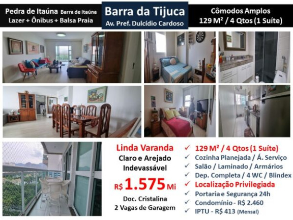 Apartamento com 4 Quartos à Venda, 129 m² em Barra da Tijuca - Rio de Janeiro