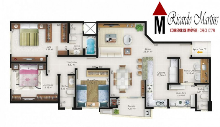 Imagem Apartamento com 3 Quartos à Venda, 122 m² em Centro - Criciúma Imagem Apartamento com 3 Quartos à Venda, 122 m² em Centro - Criciúma
