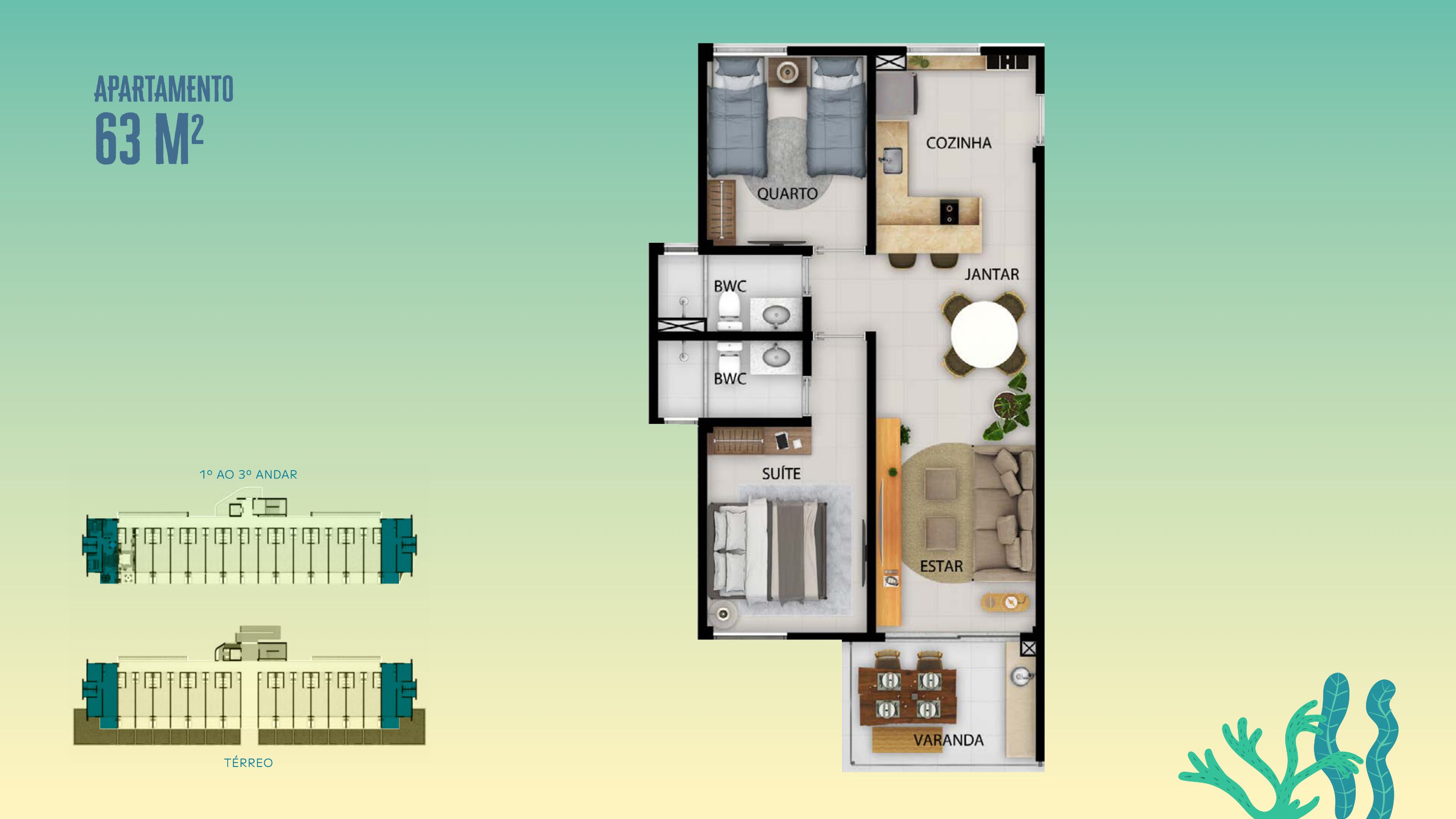 Imagem Apartamento com 2 Quartos à Venda, 63 m² em Praia Carneiros - Tamandaré Imagem Apartamento com 2 Quartos à Venda, 63 m² em Praia Carneiros - Tamandaré