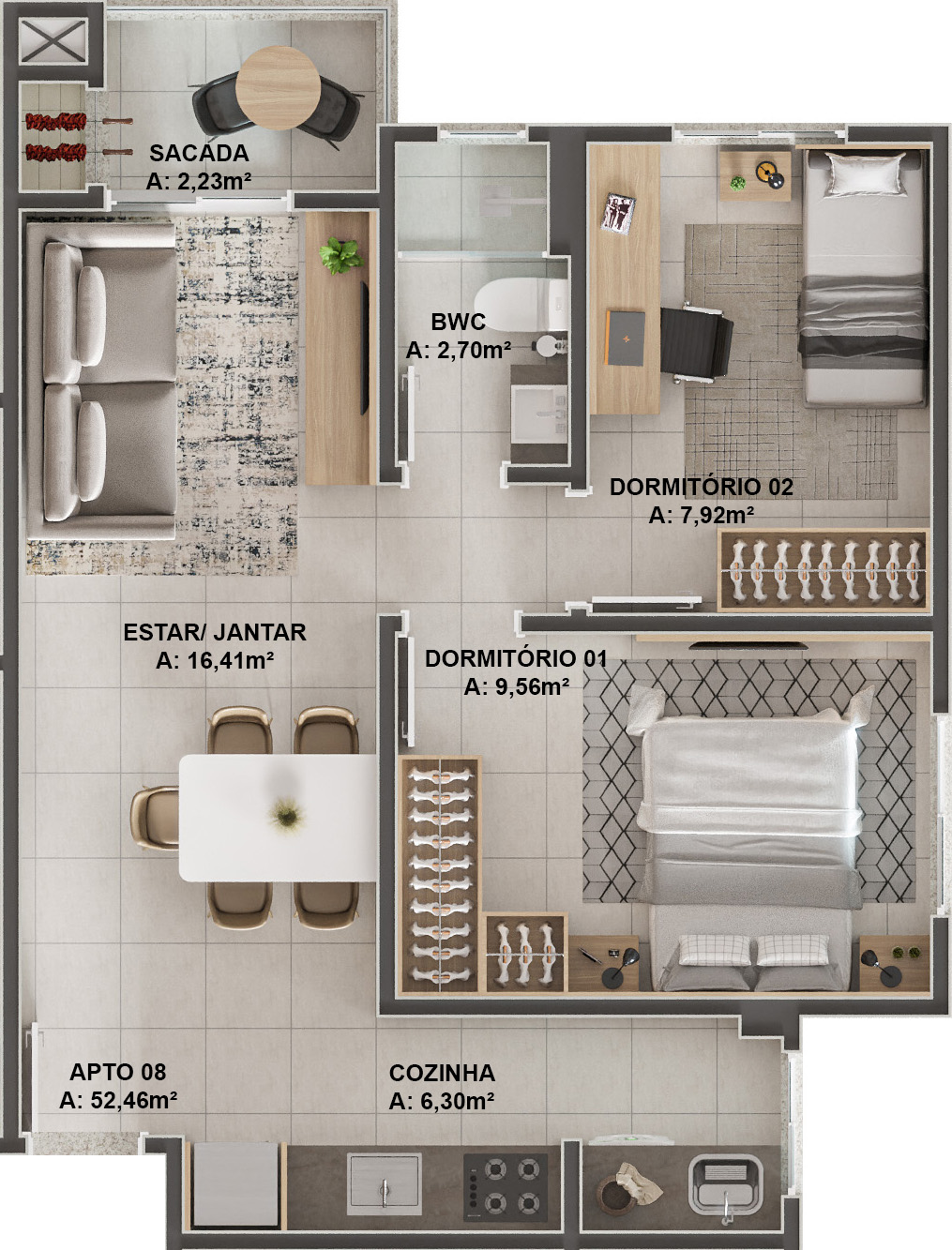 Imagem Apartamento com 2 Quartos à Venda, 55 m²em Humaitá - Tubarão Imagem Apartamento com 2 Quartos à Venda, 55 m²em Humaitá - Tubarão