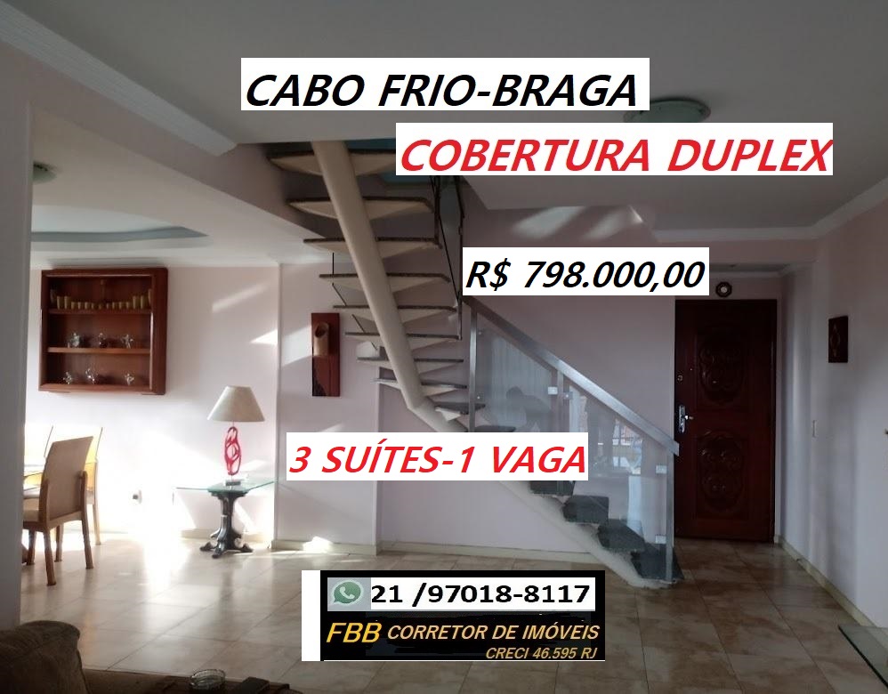 Imagem Cobertura com 3 Quartos à Venda, 180 m²em Braga - Cabo Frio
