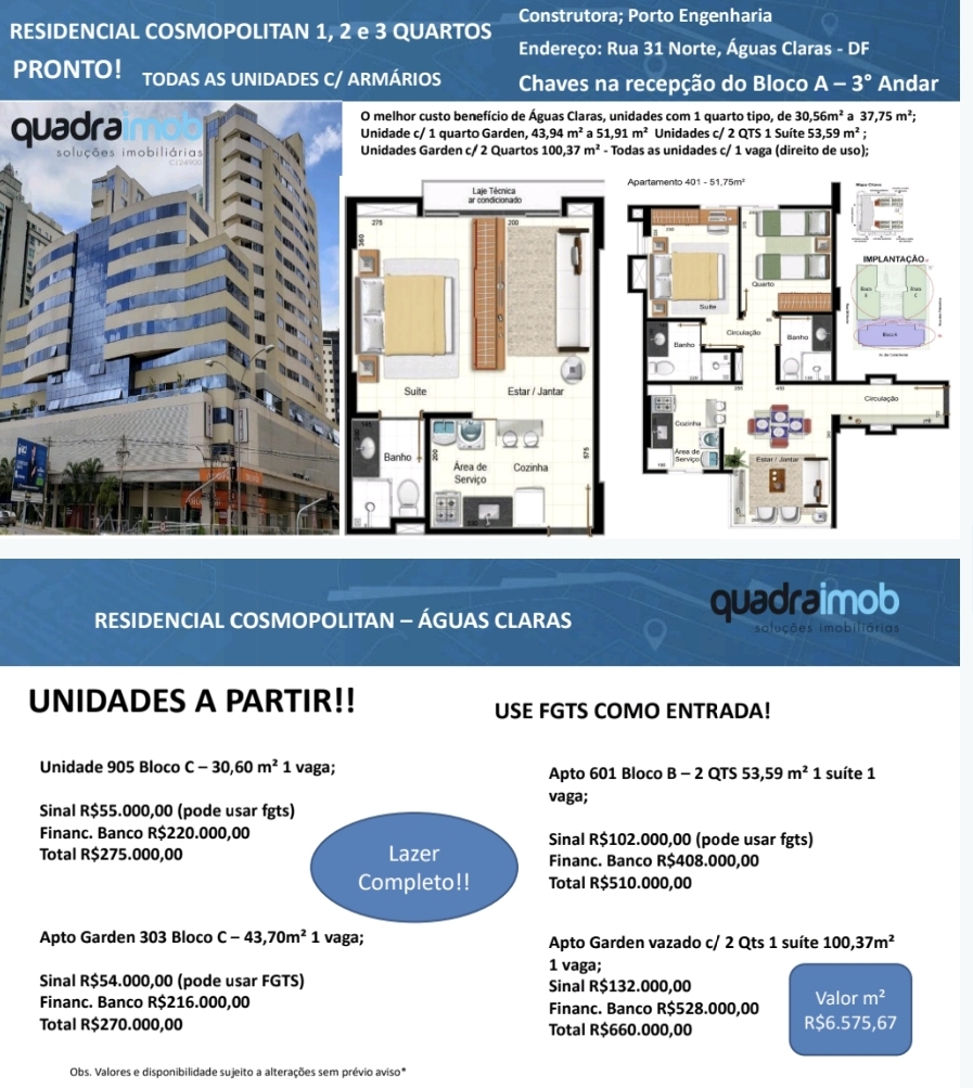 Imagem Apartamento com 1 Quarto à Venda, 30 m²em Sul (Águas Claras) - Brasília Imagem Apartamento com 1 Quarto à Venda, 30 m²em Sul (Águas Claras) - Brasília
