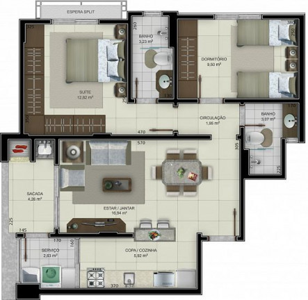 Imagem Apartamento com 3 Quartos à Venda, 95 m² em Comerciário - Criciúma