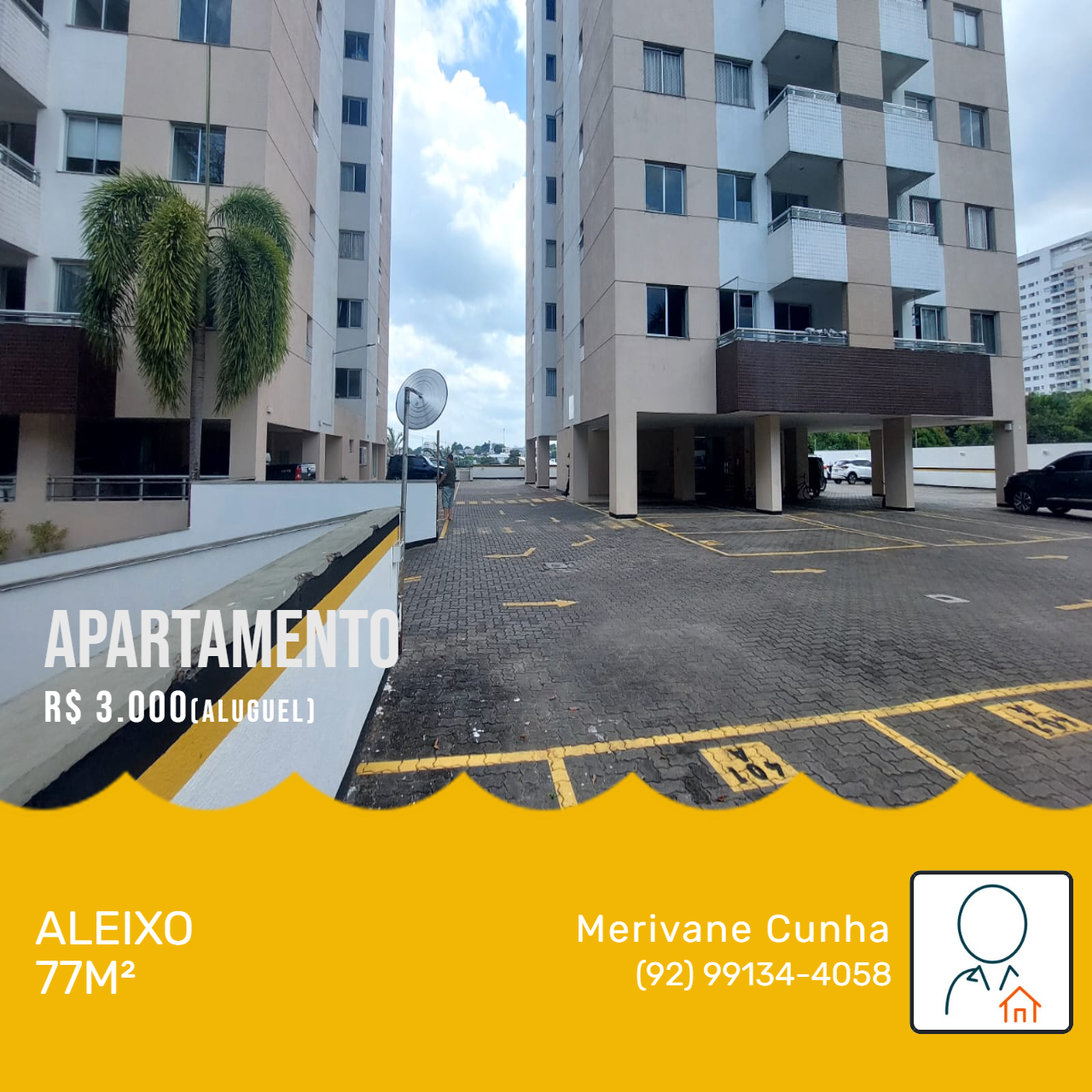 Imagem Apartamento com 3 Quartos para Alugar, 77 m²em Aleixo - Manaus Imagem Apartamento com 3 Quartos para Alugar, 77 m²em Aleixo - Manaus