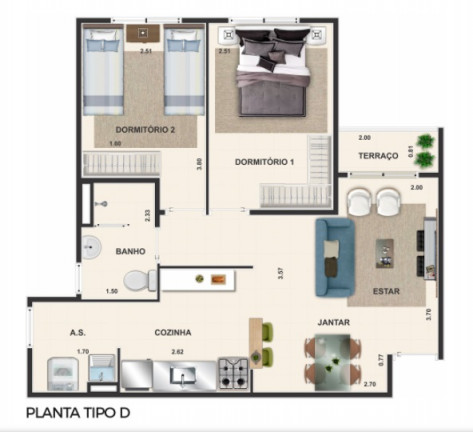 Imagem Apartamento com 2 Quartos à Venda, 52 m² em Jardim de Lourdes - Embu das Artes