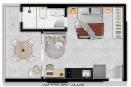 Imagem Studio com 1 Quarto à Venda, 33 m² em Itapuã - Vila Velha