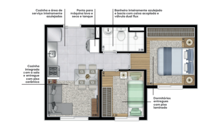 Imagem Apartamento com 2 Quartos à Venda,  em Fazenda Aricanduva - São Paulo