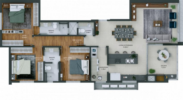 Imagem Apartamento com 3 Quartos à Venda, 136 m² em Centro - Criciúma Imagem Apartamento com 3 Quartos à Venda, 136 m² em Centro - Criciúma