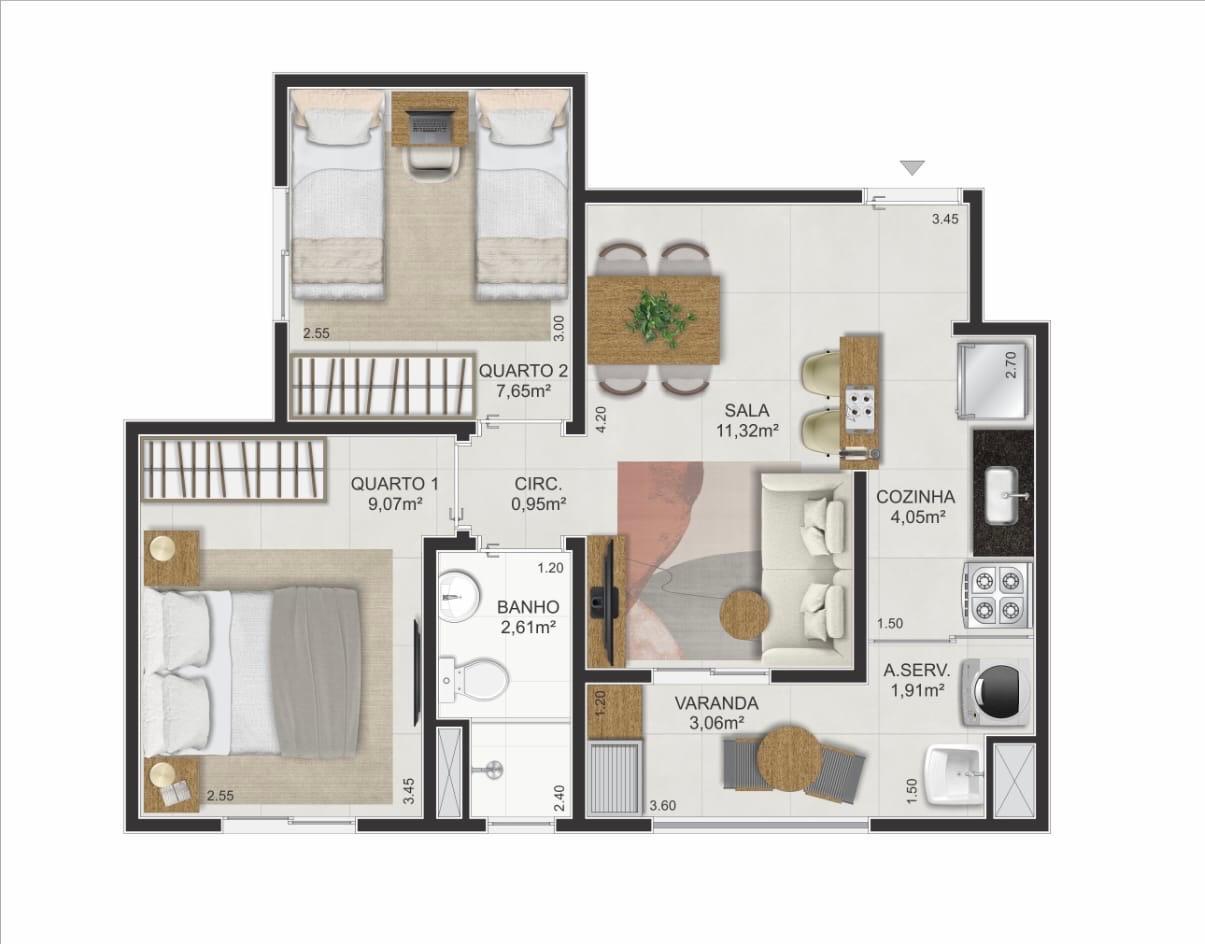 Imagem Apartamento com 2 Quartos à Venda, 49 m² em Centro - Nova Iguaçu