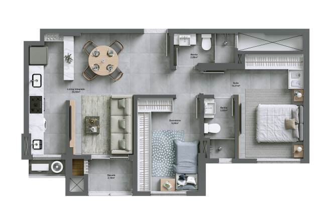 Imagem Apartamento com 2 Quartos à Venda, 67 m² em Comerciário - Criciúma