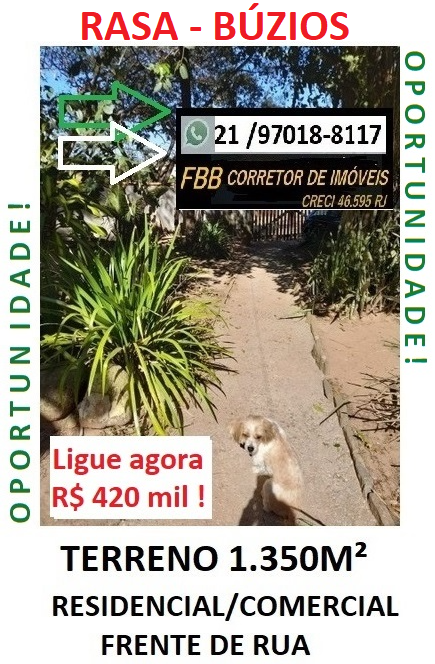Terreno à Venda, 1.350 m² em Praia Rasa - Armação dos Búzios