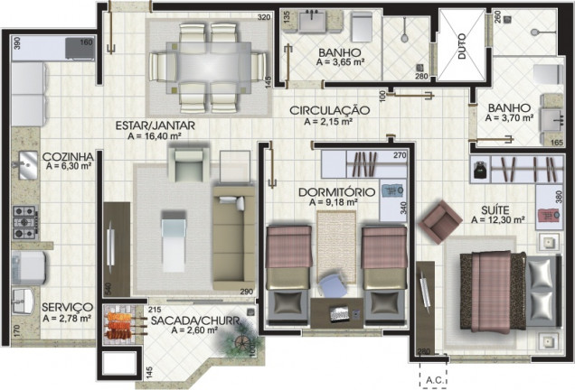 Imagem Apartamento com 3 Quartos à Venda, 114 m² em Michel - Criciúma Imagem Apartamento com 3 Quartos à Venda, 114 m² em Michel - Criciúma