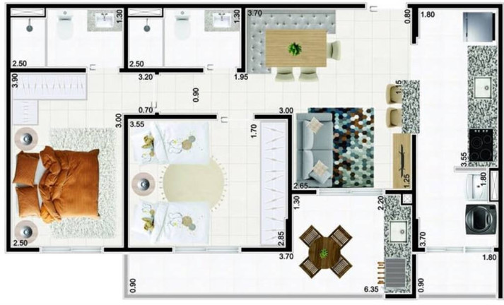 Imagem Apartamento com 2 Quartos à Venda, 72 m² em Caiçara - Praia Grande
