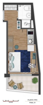 Imagem Imóvel com 1 Quarto à Venda, 22 m² em Centro - São Paulo