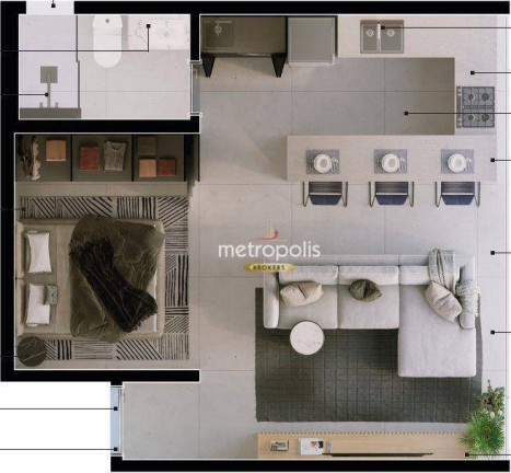 Studio com 1 Quarto à Venda, 37 m² em Centro - São Caetano Do Sul