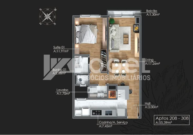 Imagem Apartamento com 1 Quarto à Venda, 58 m² em Avenida Central - Gramado