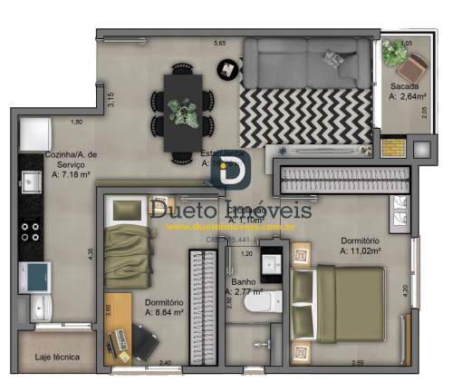 Imagem Apartamento com 2 Quartos à Venda, 62 m² em Noal - Santa Maria