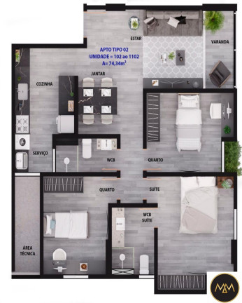 Imagem Apartamento com 2 Quartos à Venda, 57 m² em Manaíra - João Pessoa