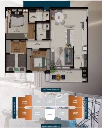 Imagem Apartamento com 3 Quartos à Venda, 80 m² em Barreiros - São José Imagem Apartamento com 3 Quartos à Venda, 80 m² em Barreiros - São José
