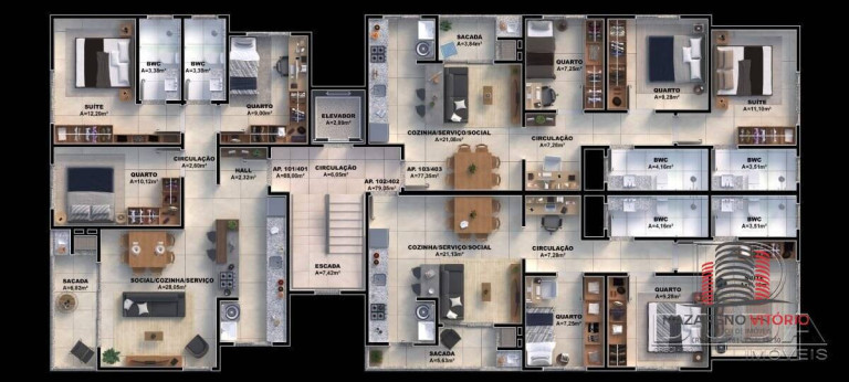 Imagem Apartamento com 3 Quartos à Venda, 77 m² em Pedra Branca - Palhoça Imagem Apartamento com 3 Quartos à Venda, 77 m² em Pedra Branca - Palhoça