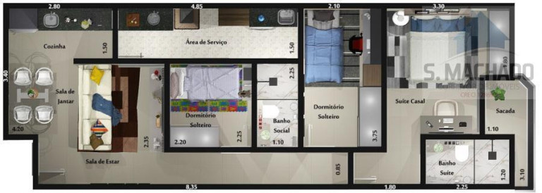 Imagem Apartamento com 3 Quartos à Venda, 79 m² em Vila Curuça - Santo André