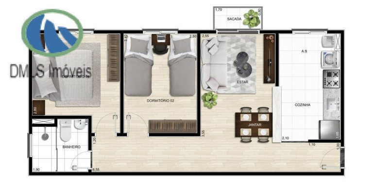 Imagem Apartamento com 2 Quartos à Venda, 55 m² em Mongaguá Imagem Apartamento com 2 Quartos à Venda, 55 m² em Mongaguá