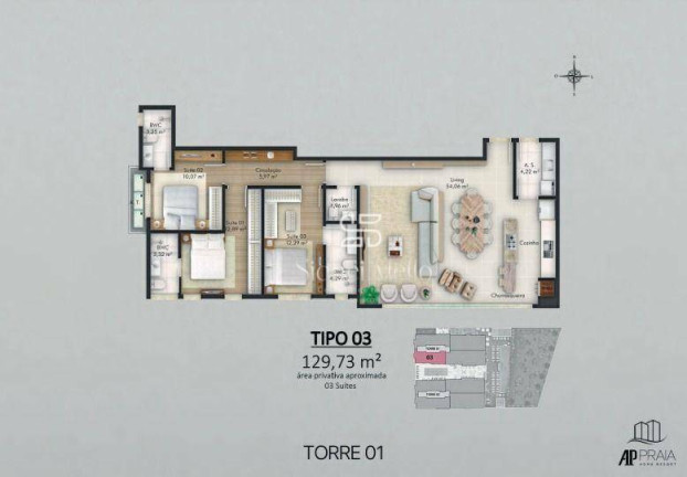 Imagem Apartamento com 3 Quartos à Venda, 129 m² em Ilhota - Itapema