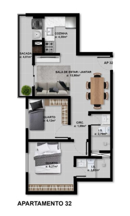 Imagem Apartamento com 2 Quartos à Venda, 54 m² em Afonso Pena - São José Dos Pinhais