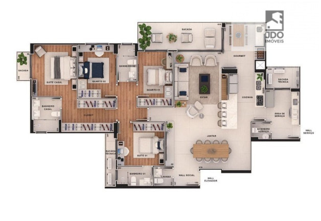 Imagem Apartamento com 4 Quartos à Venda, 188 m² em Mossunguê - Curitiba