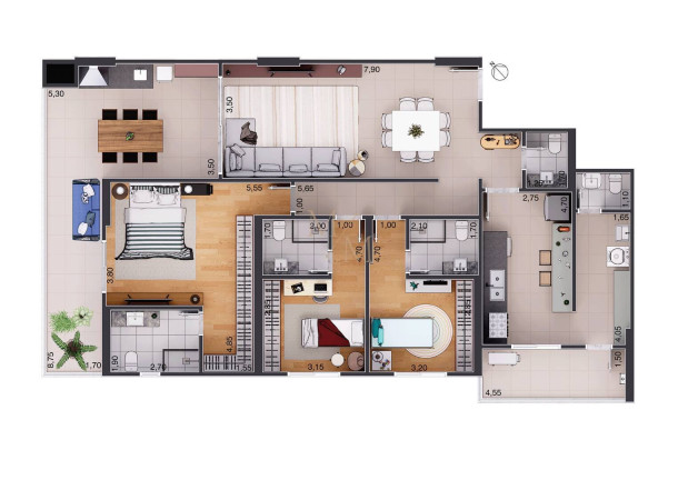 Imagem Apartamento com 3 Quartos à Venda, 170 m² em Aparecida - Santos Imagem Apartamento com 3 Quartos à Venda, 170 m² em Aparecida - Santos