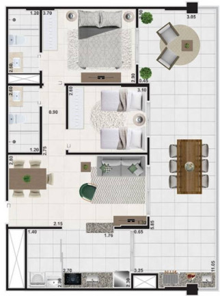 Apartamento com 2 Quartos à Venda, 95 m² em Guilhermina - Praia Grande