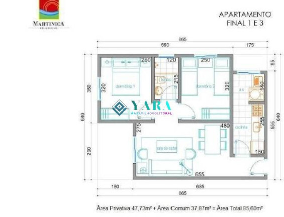 Imagem Apartamento com 2 Quartos à Venda, 48 m² em Martim De Sá - Caraguatatuba