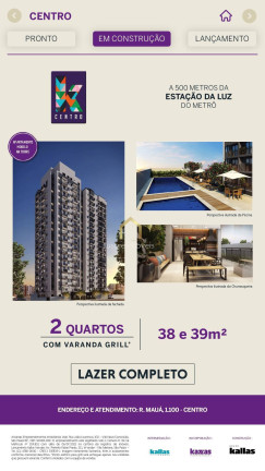 Apartamento com 2 Quartos à Venda, 38 m² em Centro - São Paulo