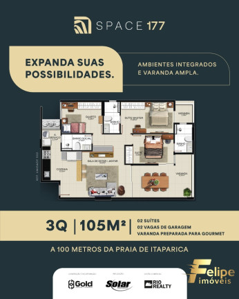 Imagem Imóvel com 3 Quartos à Venda, 89 m² em Praia De Itaparica - Vila Velha