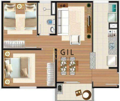 Imagem Apartamento com 2 Quartos à Venda, 56 m² em Jardim Bela Vista - Jacareí