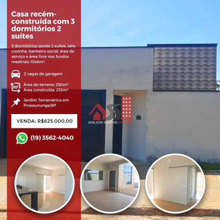 Imagem Casa com 3 Quartos à Venda, 250 m² em Terramérica Rs - Pirassununga Imagem Casa com 3 Quartos à Venda, 250 m² em Terramérica Rs - Pirassununga