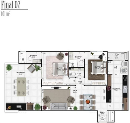 Imagem Apartamento com 2 Quartos à Venda, 101 m² em Guilhermina - Praia Grande