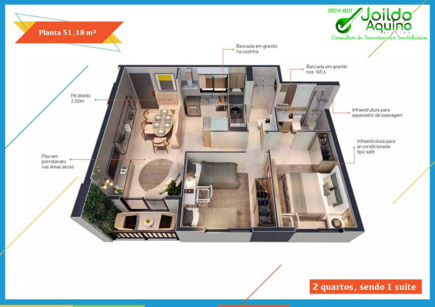 Imagem Apartamento com 2 Quartos à Venda, 51 m² em Joaquim Távora - Fortaleza